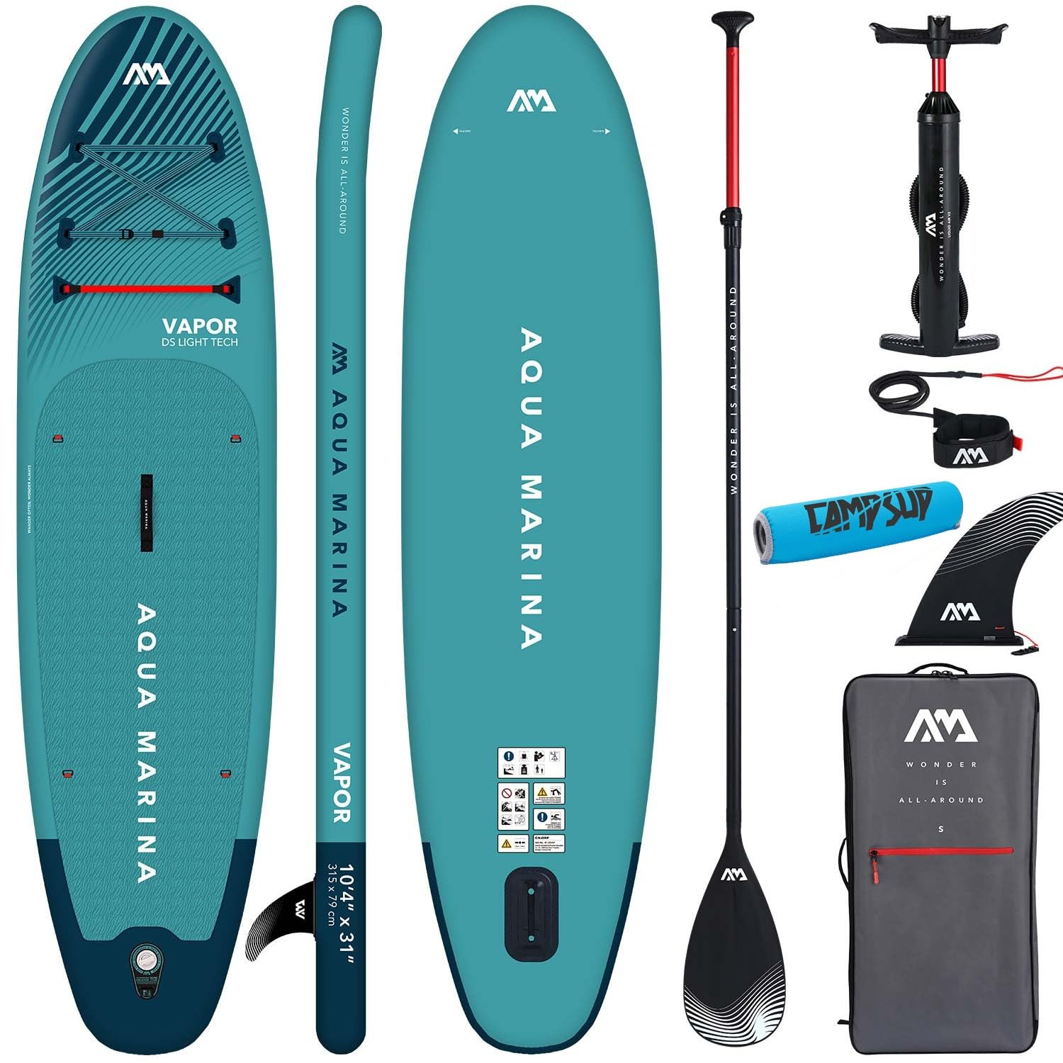 Aqua Marina Vapor 10'4" – Aufblasbares SUP Board Allround für Anfänger – Stand Up Paddle Board Komplettset – Limited Edition Blau