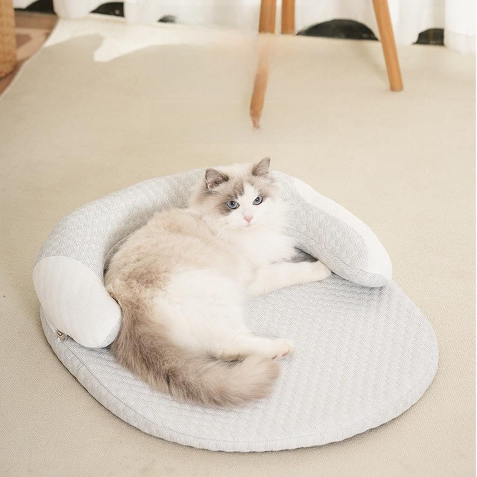 Alfombrilla de refrigeración, para mascotas con almohada extraíble, lavable, transpirable, antideslizante, cama para perros y gatos en verano, varios tamaños (2XL)
