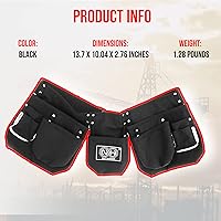Vista 5 de Cinturón de herramientas, bolsa de herramientas de 11 bolsillos con soporte para martillo, cinturones de construcción para carpinteros