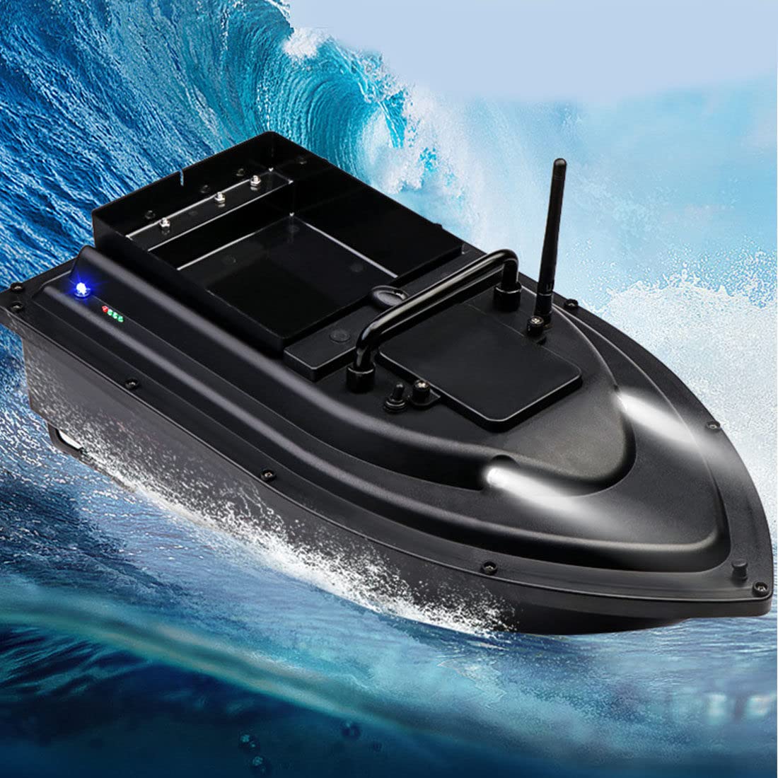 Barco de cebo con control remoto con alcance de 500 m, retorno automático y resistencia a las olas del viento para una pesca eficiente