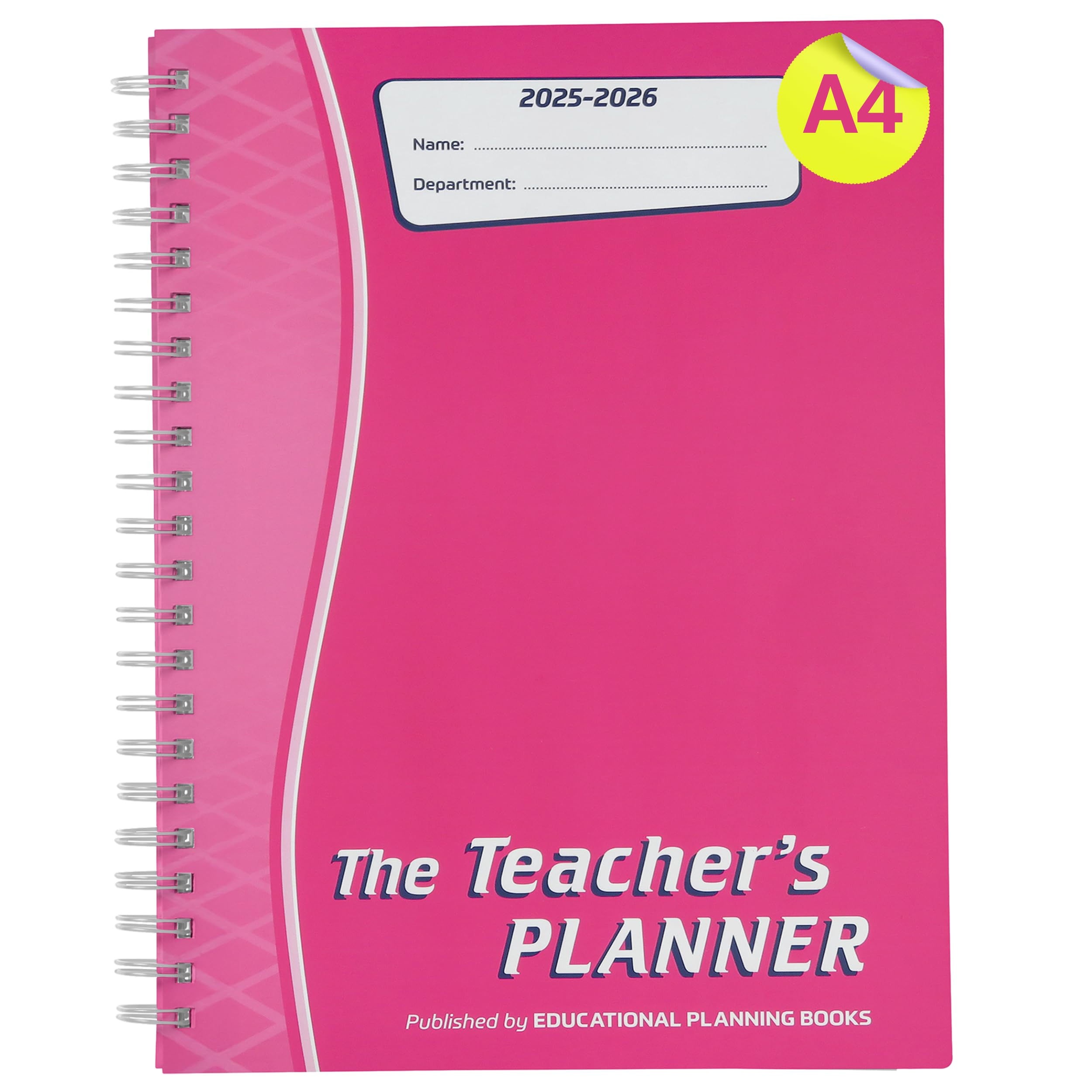 EDUCATIONAL PLANNING BOOKSThe Teachers Planner 2025-26 | (A4, 6 Periods) | Page-a-Day & Undated, with Dedicated Pages for Year Planning, Exams, Marking, Contacts, and more - Pink (TP3-Pink)
