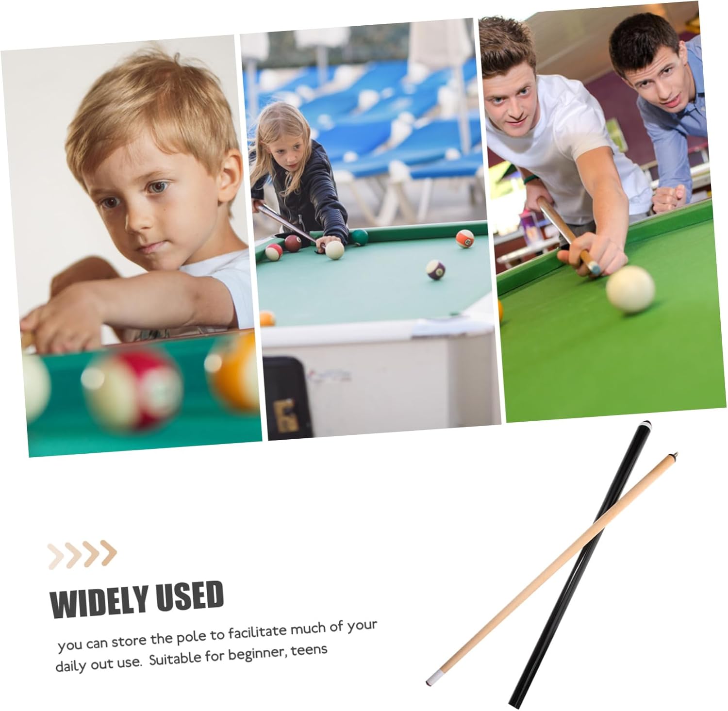 Wooden Billiards Cue Stick for Boys and Girls Compact Pool Cue for Boys and Girls to Practice and Play