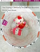 Vista 6 de Cesta de lavandería grande de tela de lona ligera, cesta de almacenamiento para juguetes, ropa sucia plegable, impermeable, para dormitorios