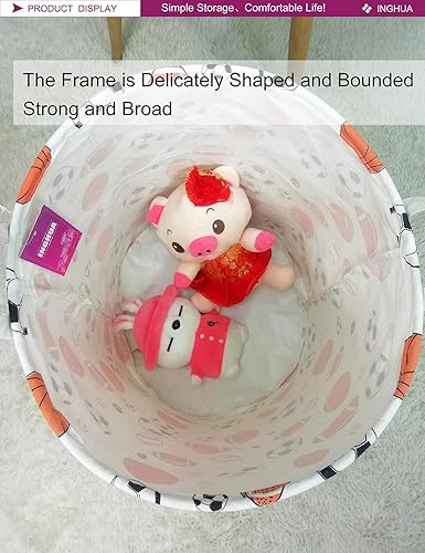 Miniatura 6 de Cesta de lavandería grande de tela de lona ligera, organizador de juguetes, ropa sucia, plegable, impermeable, para dormitorios universitarios,