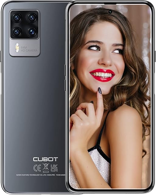 CUBOT Mobile Phone, X50 SIM Free Unlocked Smartphone, Android 11, 6.67inch Large Screen, 4500mAh Battery, 64MP Quad Camera, 4G Dual SIM, Octa-core 8G+256G, Fingerprint/Face Unlock, NFC-Black
