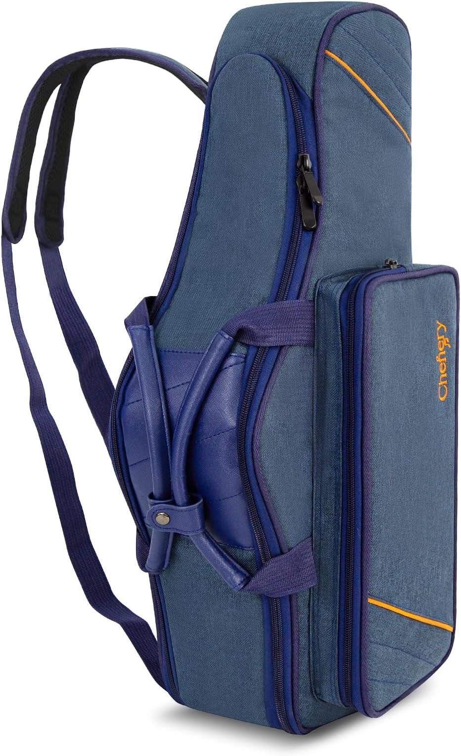 Alto Saxophone Case Gig Bag 20mm Padded Light Carry Bag (Blue) | Shockproof Padding;Multi-Pocket Storage;Dual Carry Straps;Reinforced Stitching