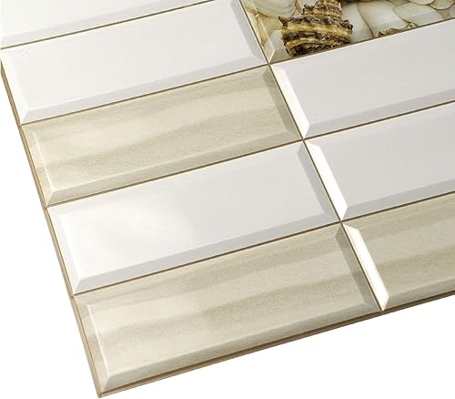 Miniatura 4 de Dundee Deco Panel de pared 3D de PVC de color arena beige blanco, 3.2 pies x 1.6 pies (37.8 in x 18.9 in), decoración de paneles de pared de diseño