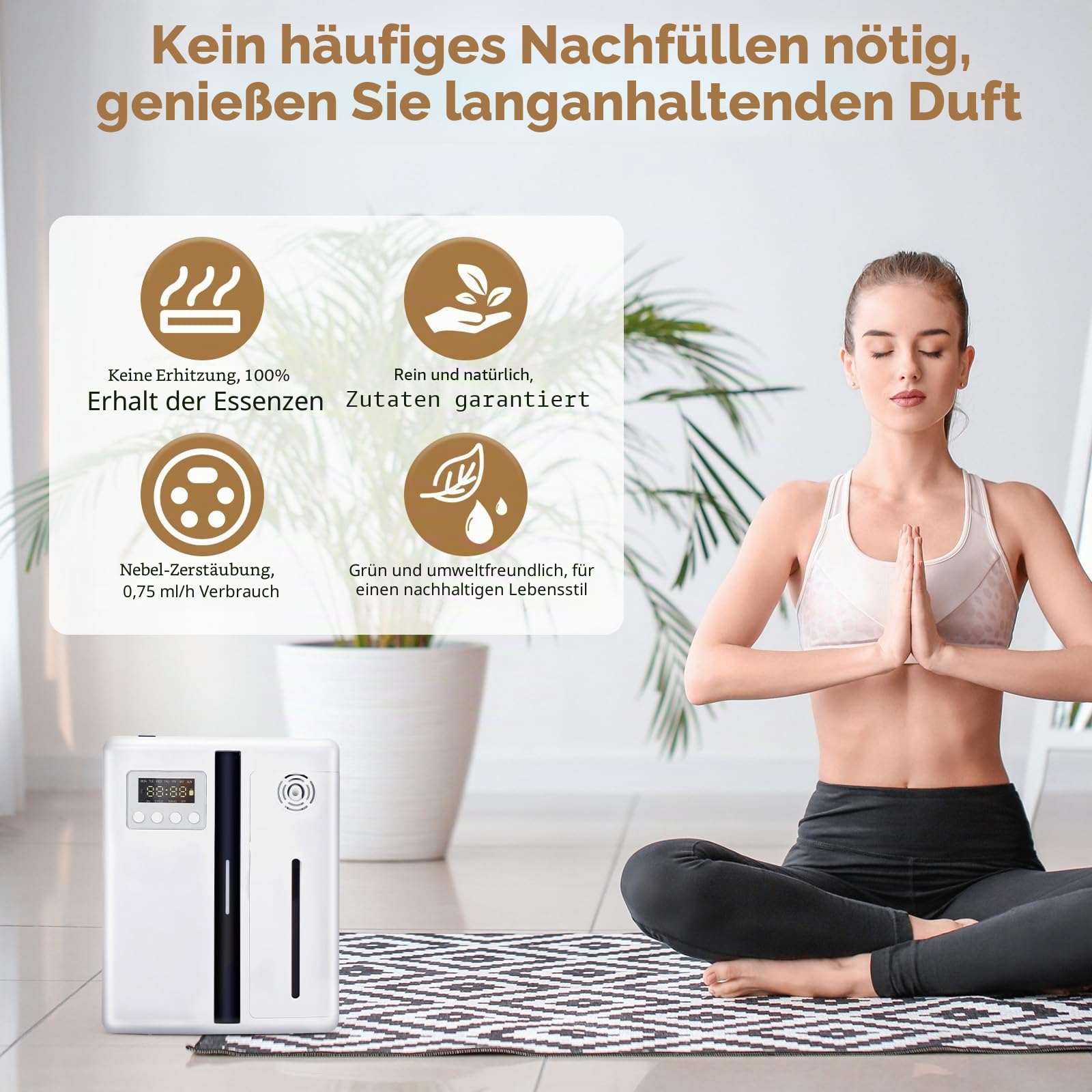 Smart Aroma Diffuser Wasserlos für Ätherische Öle mit LCD Display