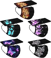 Vista 8 de Paquete de 50 mascarillas desechables para adultos con diseños de lindas mariposas, máscaras de papel impresas