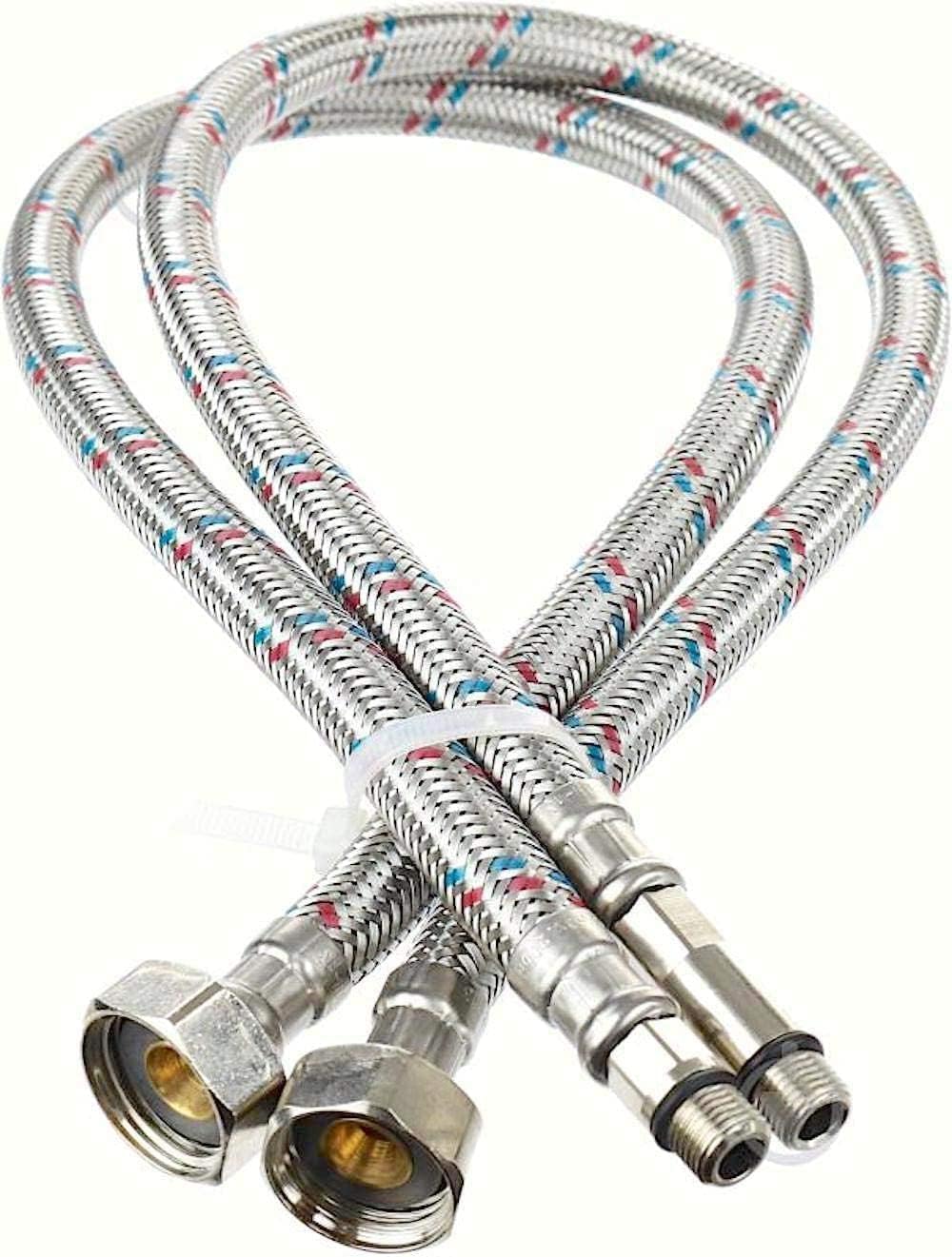 ATEK Flexible Tap Connector, 1/2” M10X Braided Flexible Water Pipe for Kitchen & Bathroom Taps, Durable Stainless Steel Leak-Proof Flexi Tap Tail for Hot & Cold Water (100CM)