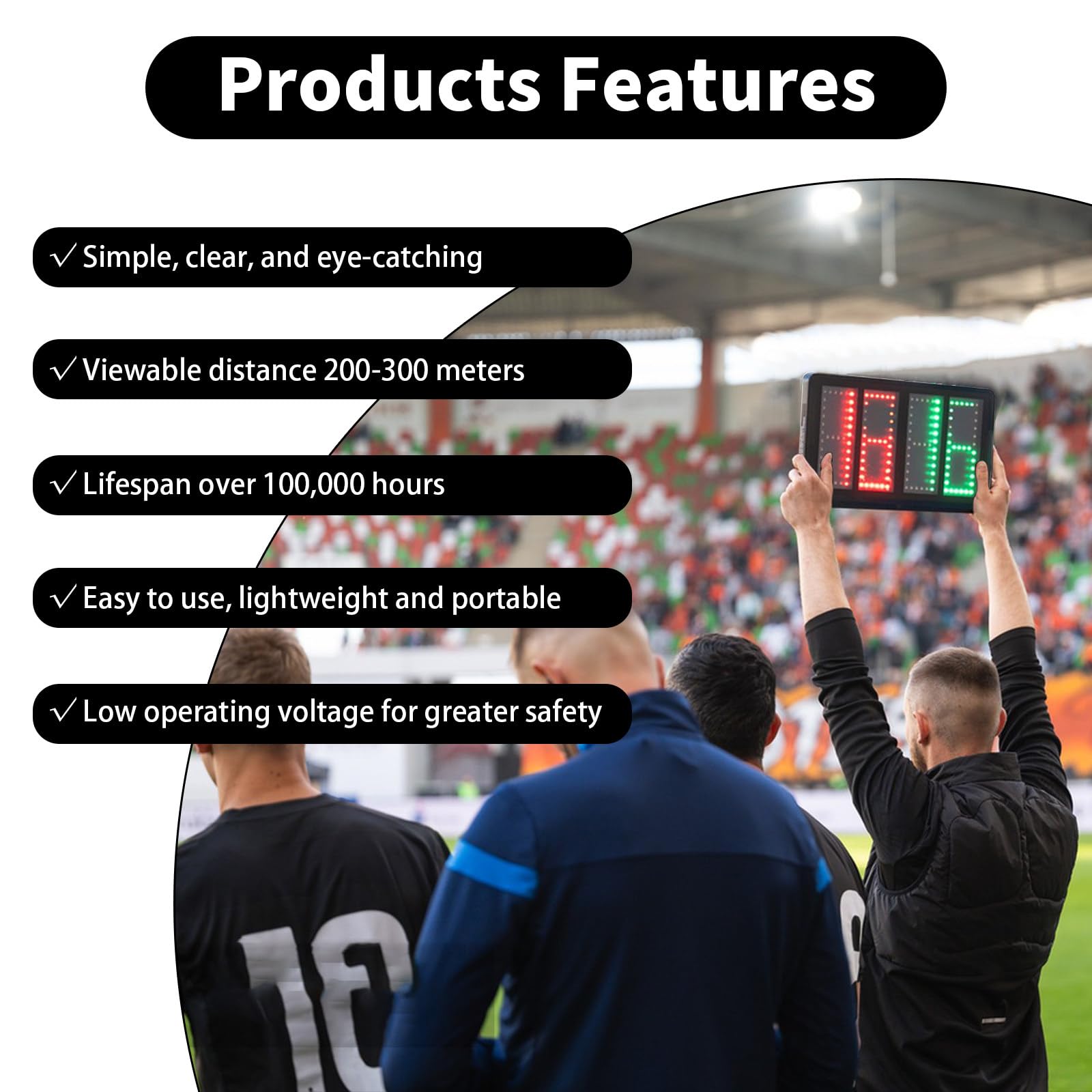 Tableau De Remplacement électronique pour Le Football, Affichage LED Portable pour Le Changement De Joueur, Tableau D'affichage Numérique électronique pour Le Changement De Joueur