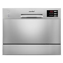 COMFEE’ Lavastoviglie compatta da tavolo TD602E-S Mini lavastoviglie con 6 coperti, 6 programmi, display a LED, avvio ritardato e funzione di lavaggio nelle Ore non di Punta – Argento