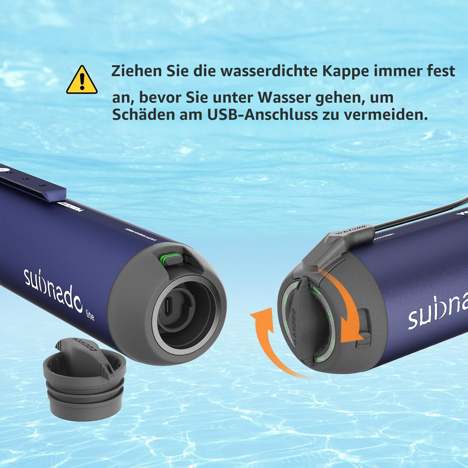 Waydoo Subnado Unterwasser-Scooter Lite, Wassersport-Tauchscooter mit abnehmbarem Griff, kompakter und tragbarer Wasserscooter für Erwachsene und Kinder, vielseitig einsetzbarer Sea Scooter, Blau