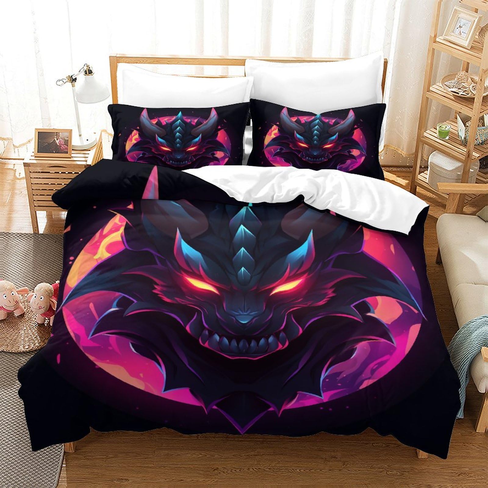 Ensemble de literie dragon 3D housse de couette 140x200 3 pièces