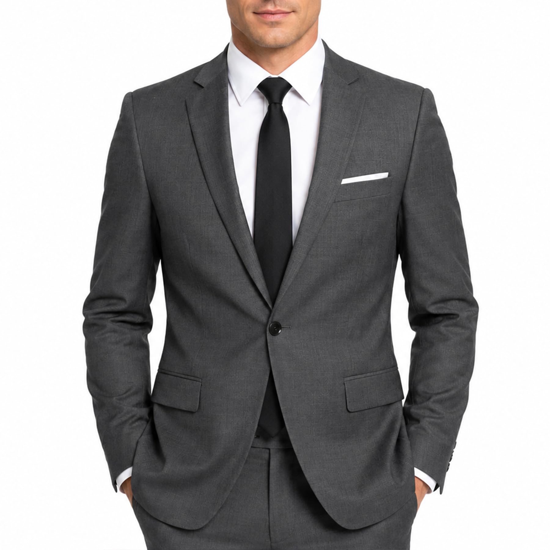Allthemen Men's Grey Allthe Casual Blazer Slim Fit Formal Business Suit Jackets One Button Single Breasted Tuxedo Jacket Smart Blazer, S
