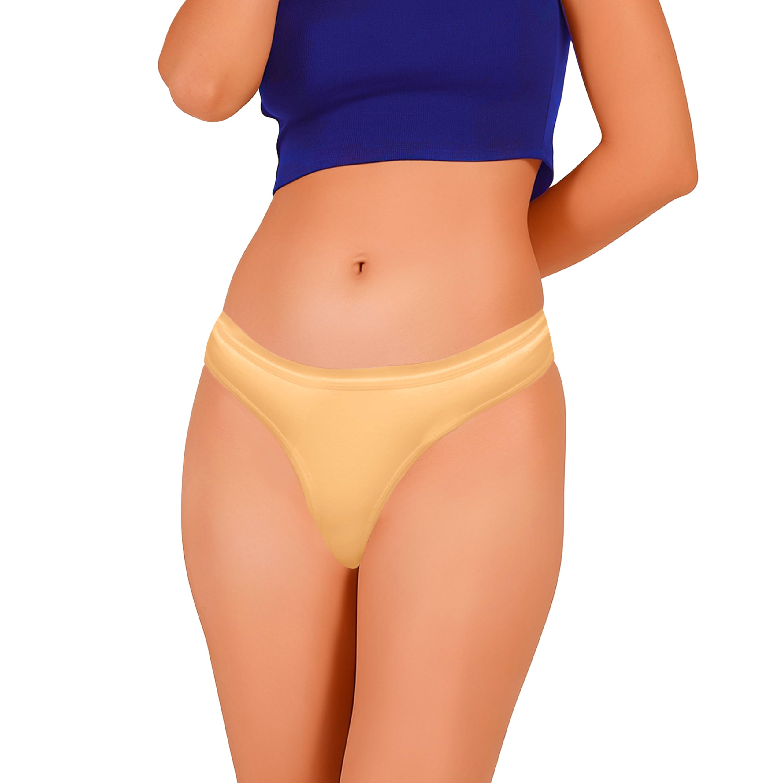 Women's Cotton Fitted Bikini Style Underwear | Women Thong Panty Low Rise Sexy Solid G-String Sexy Lingerie Panties Briefs | 100% Super Cotton Women Panty (Pack of 1) | Golden-image-43
