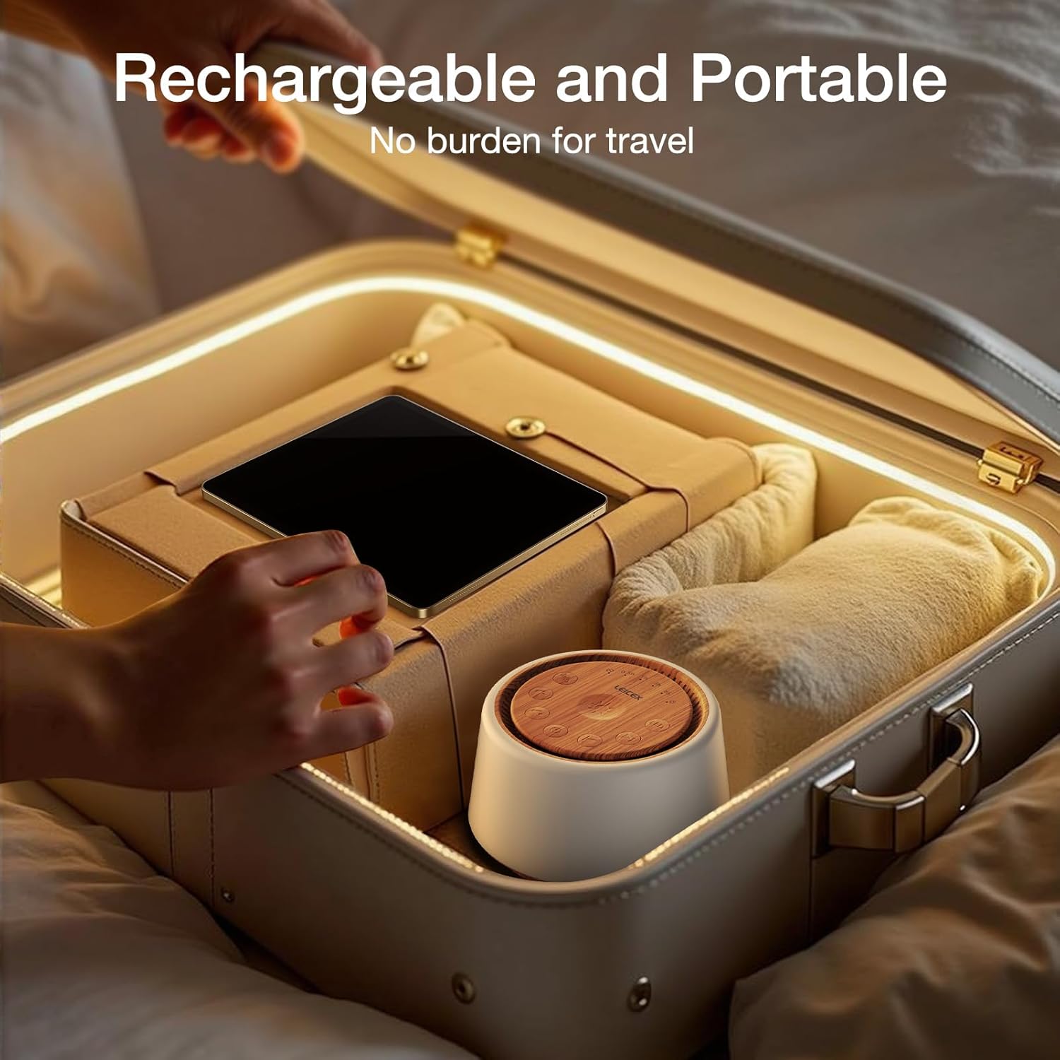 White Noise Sound Machine | White Noise Machine for Sleep | 30 Soothing Sounds | 10 Colors Night Light | Portable Sound Machine for Home Travel(Wood Grain) - Image 6