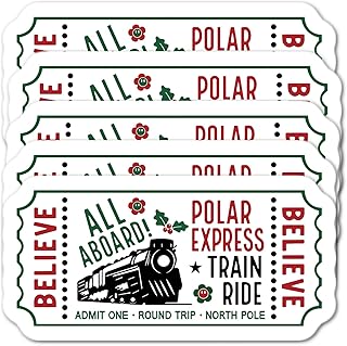 Polar Express 5 Train Ride Tickets Stickers Christmas Magic Tickets