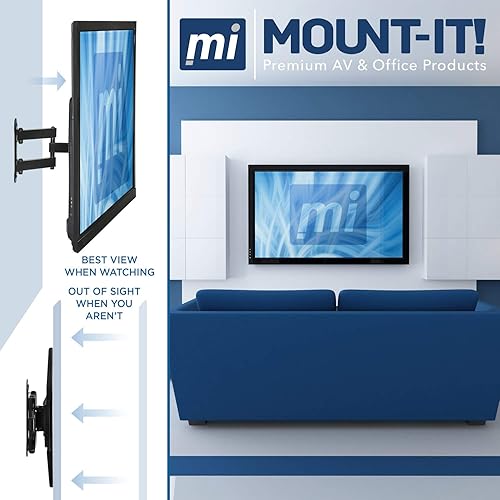 Miniatura 9 de Mount-It! Soporte de pared de TV de movimiento completo  Instalación de un solo perno  Giratorio, inclinación y extensión de 15 pulgadas  Brazo