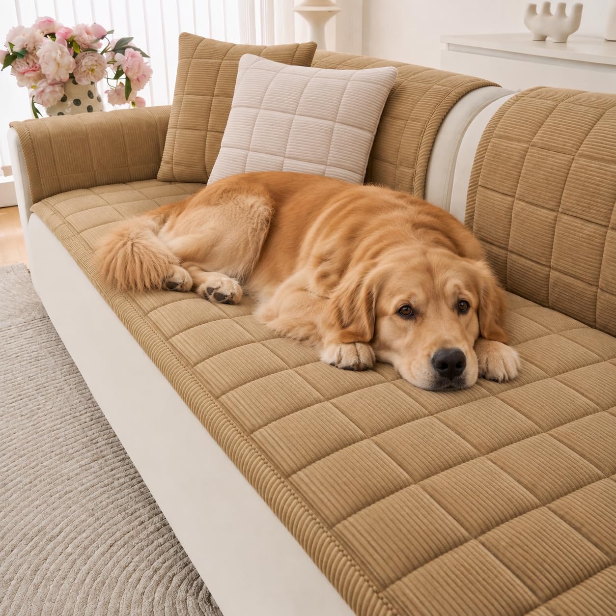 Aucrovee Thick Corduroy Sofa Cover, Non-Slip Furniture Protector,1PCS — image 1