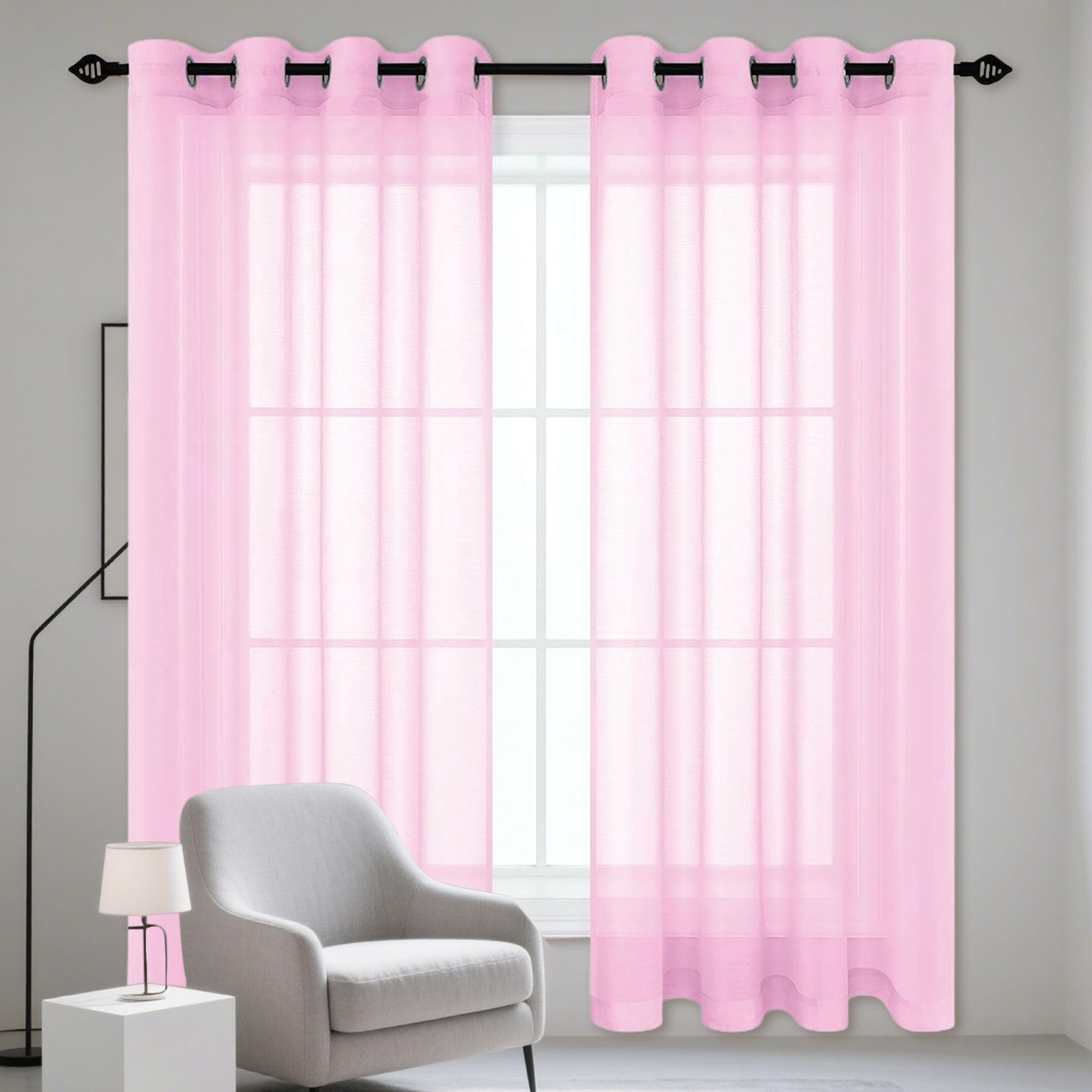 Rideaux voilage transparent rose salon grande taille rideau souple fenetre chambre 280x280