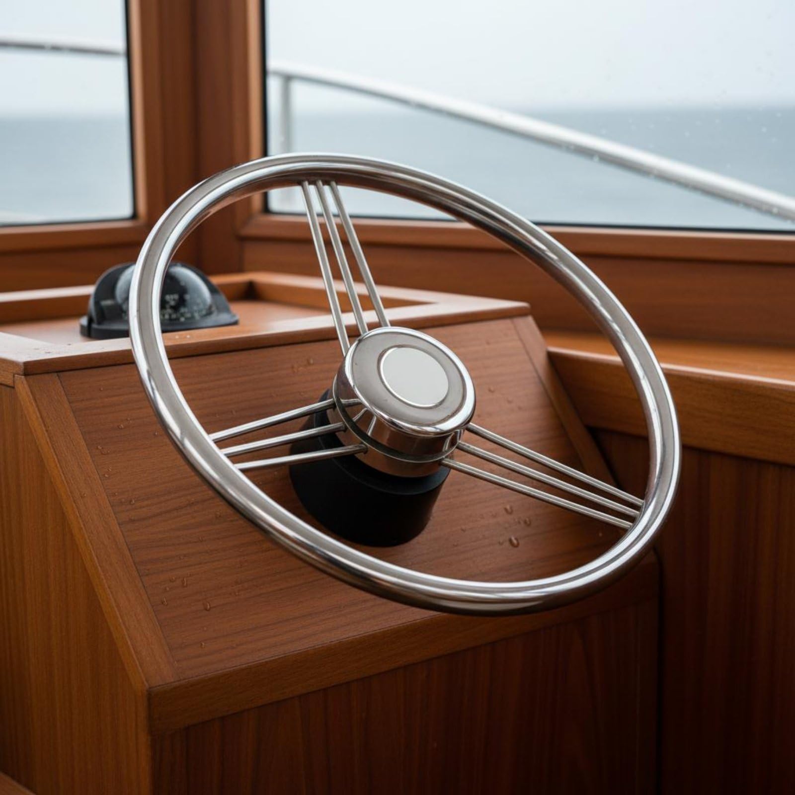 Volante Barca Inox Ruota Timone Nautico Timoneria Universale Presa Ergonomica in Acciaio 316 Antiruggine Finitura Lucidata Adatto per Yacht Motoscafi Barche a Vela Marini