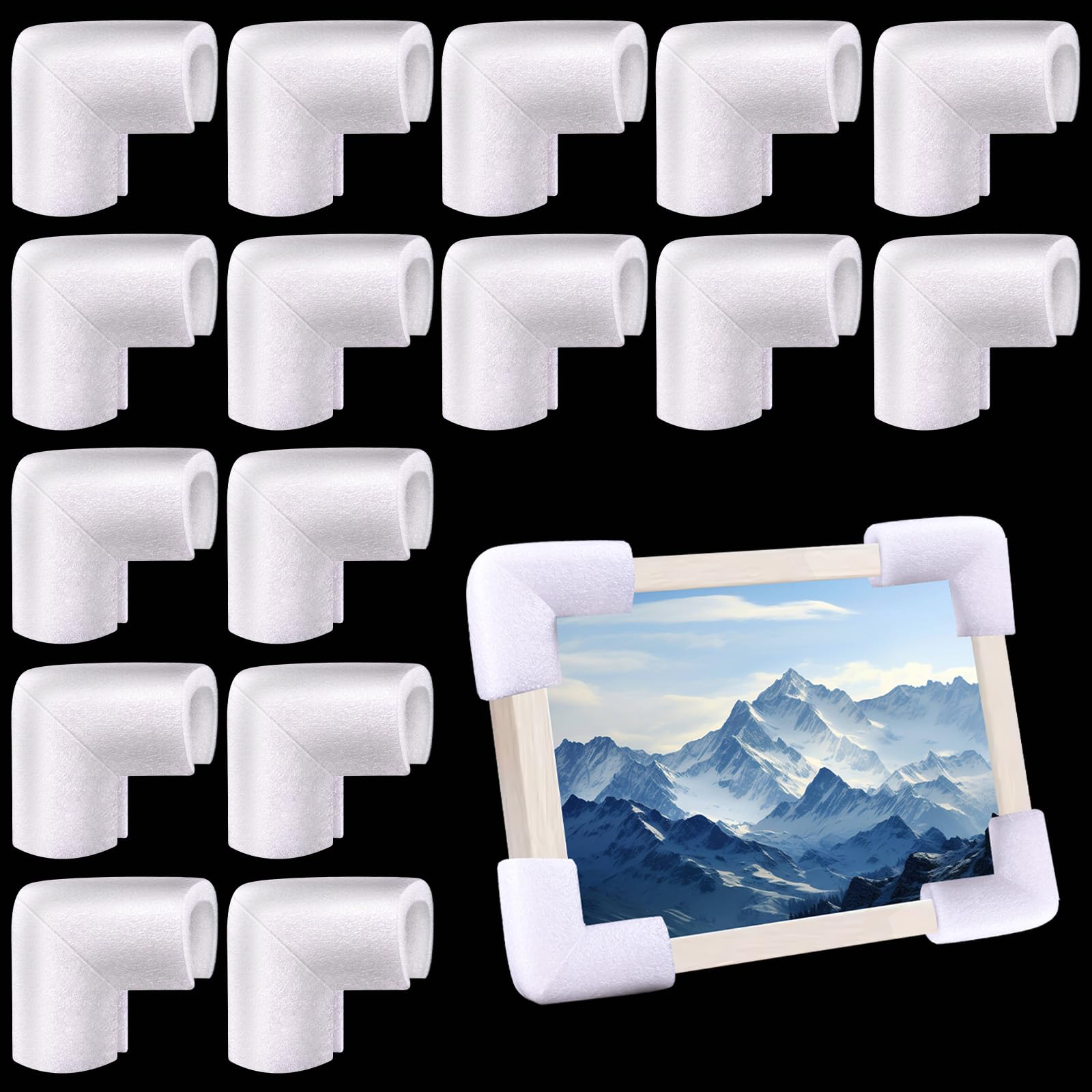 Hiitytin Picture Mirror TV Frame Foam Corner Protectors for Shipping, 16 pcs Moving Foam Corners L-shaped Edge Foam Protection Corners, Foam Protectors Packing Supplies