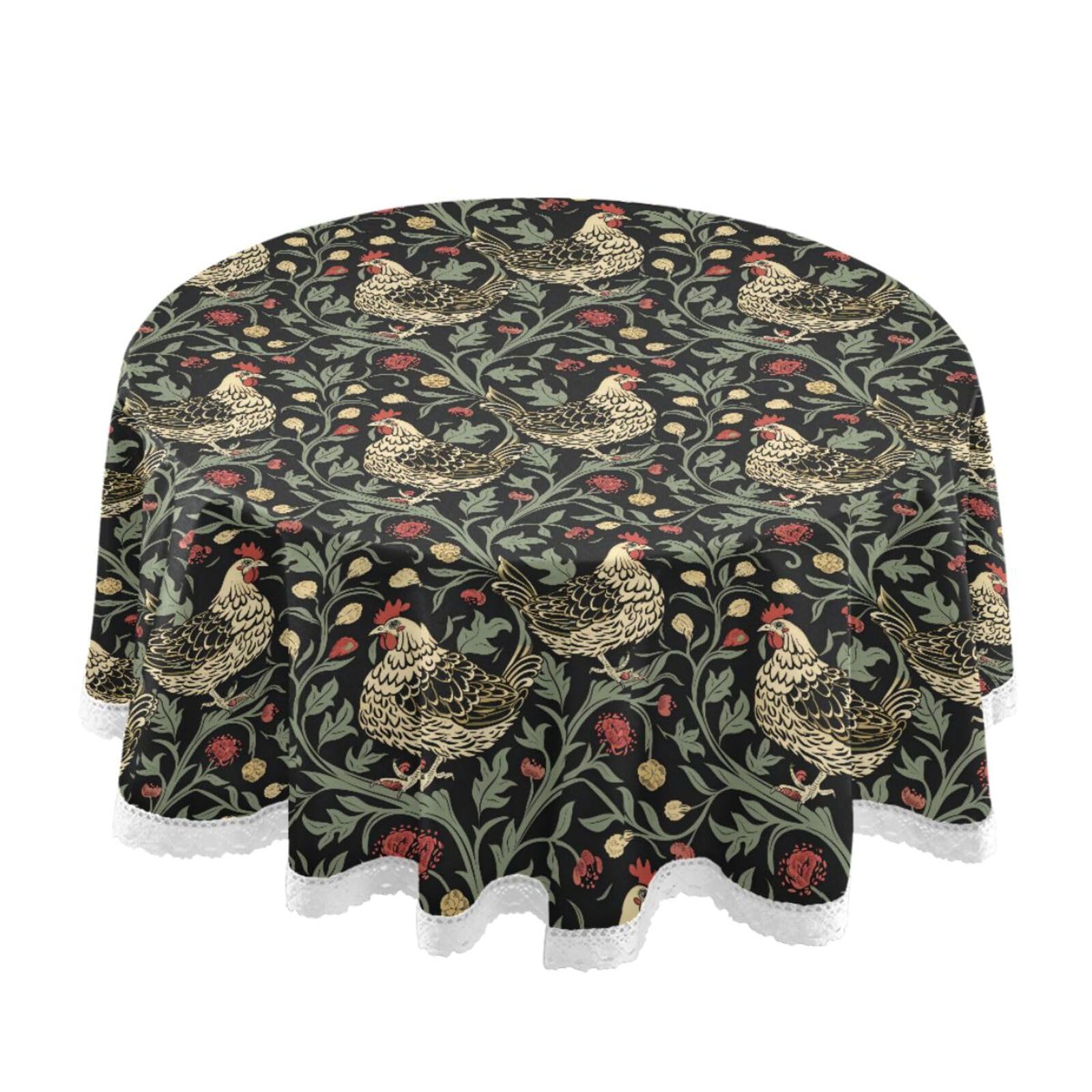 Nappe lavable tissu William Morris ronde 152 cm nappe rouge foncé noir pour restaurant