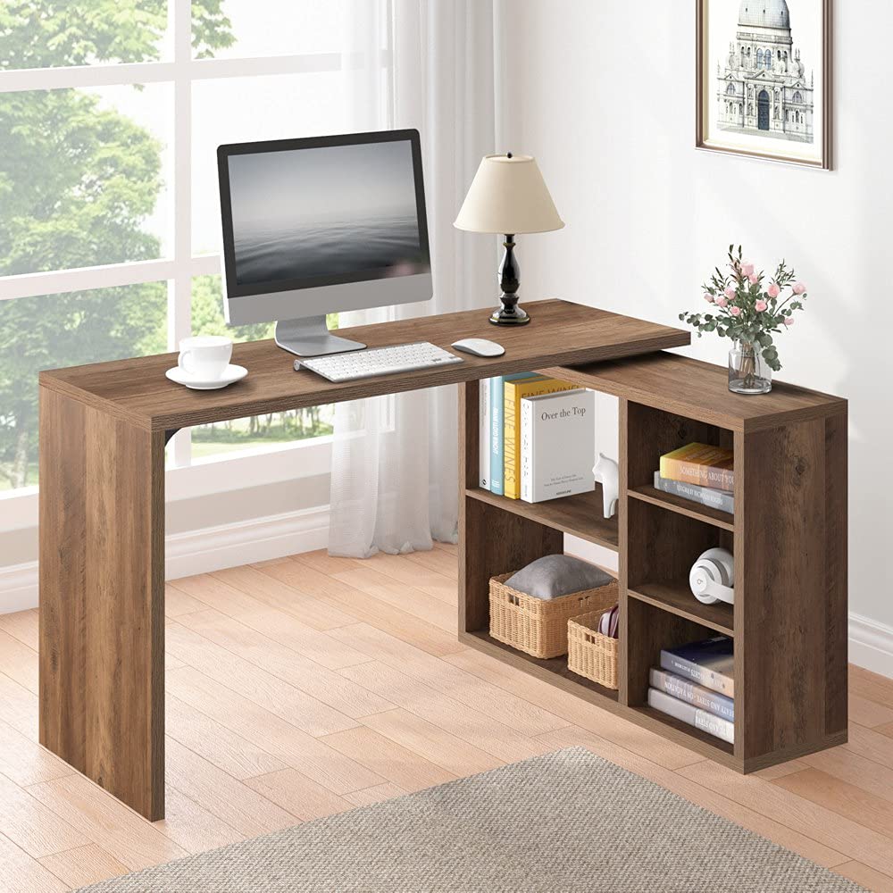Buy HSH L Shaped Computer Desk with Storage, Industrial Wood Office