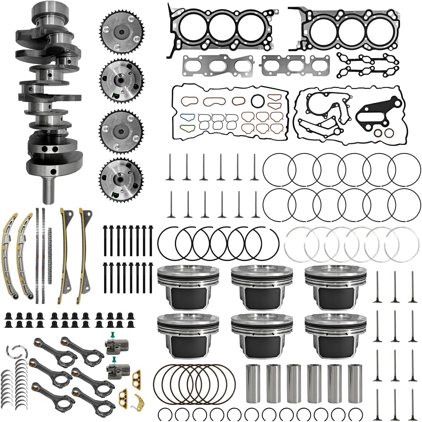 3.3L G6DH Engine Rebuild Overhaul Kit Fits for Hyundai Santa Fe Azera Fits for Kia Sorento Sedona Cadenza 3.3 2011-2019 Crankshaft Rod Timing Chain Gasket Set 23110-3CFA0 23110-3L100