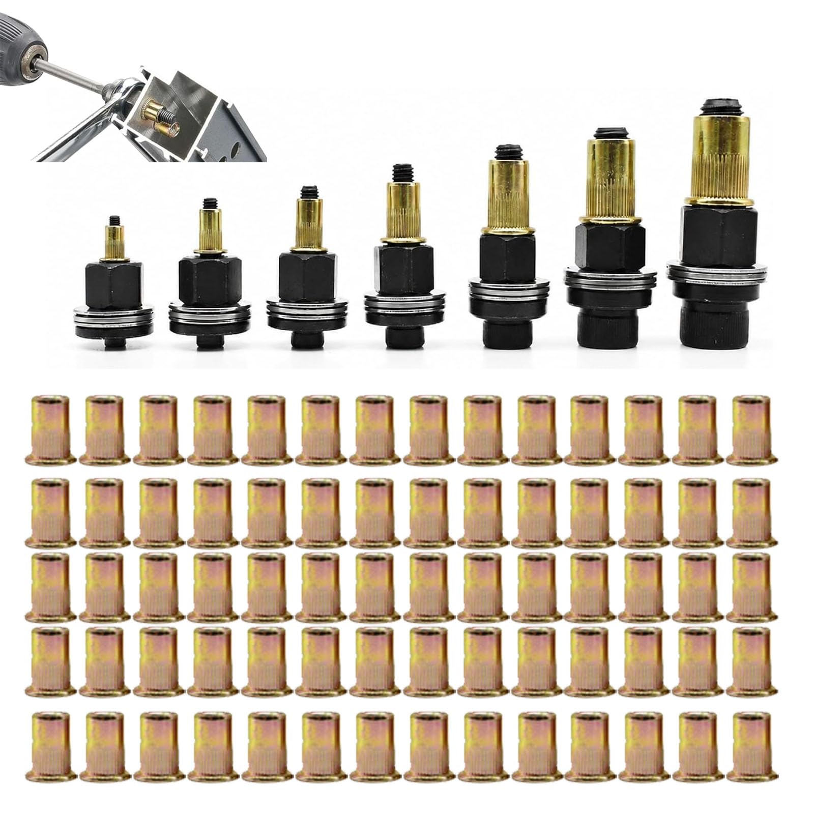 77pcs Rivet Nut Tool Kit, Head Rivet Nut Tool Kit (77PC)