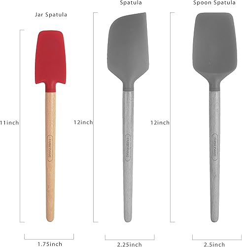 Miniatura 9 de Farberware Espátula profesional de silicona resistente al calor con mango de madera, apta para utensilios de cocina antiadherentes, juego de 2,