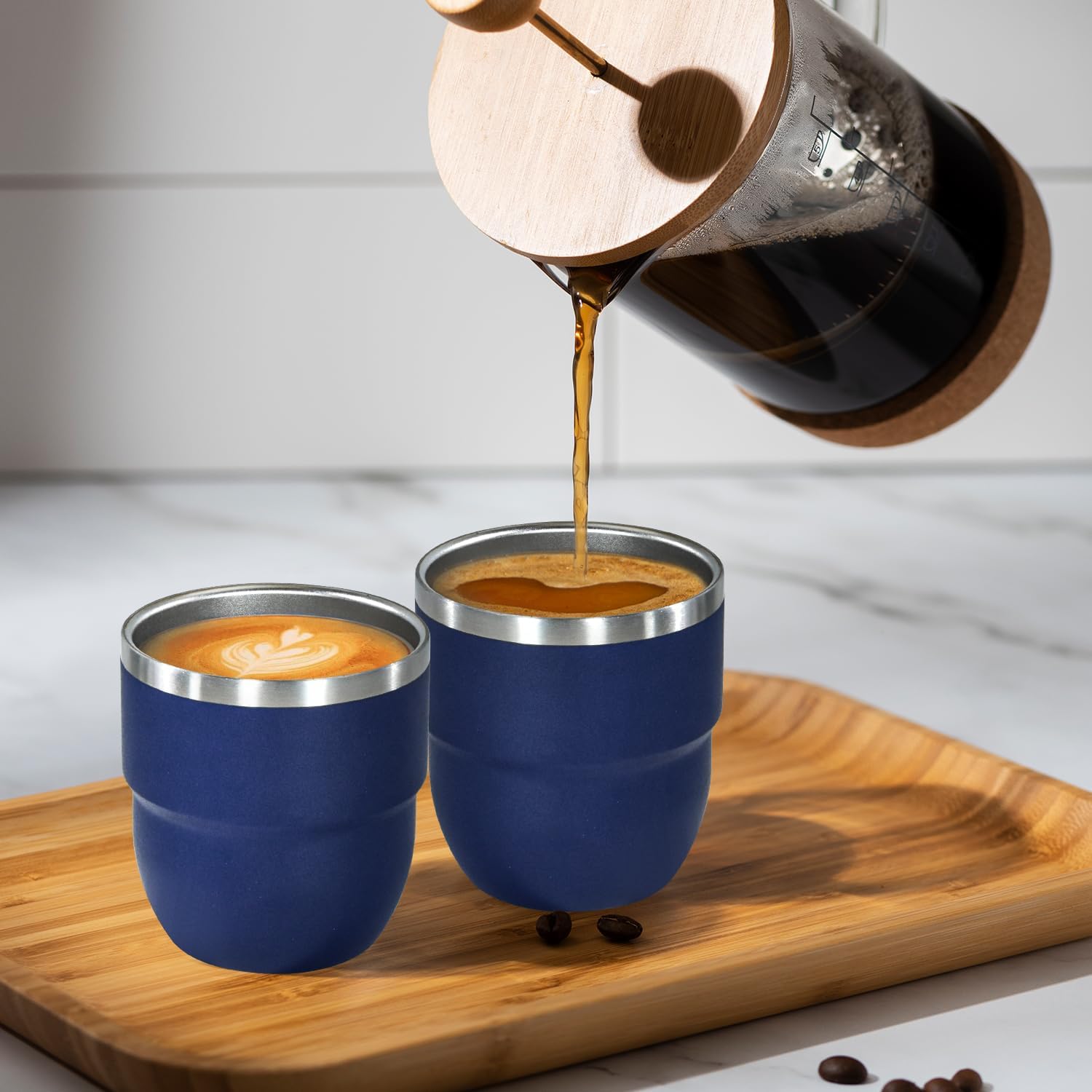 4oz Stackable Cup, Vacuum Insulated Espresso Cup Set of 2, Espresso Shot Glass for Coffee, Double Wall Stainless Steel Mini Tumbler Shot Glasses with Straw and Lid - Image 5