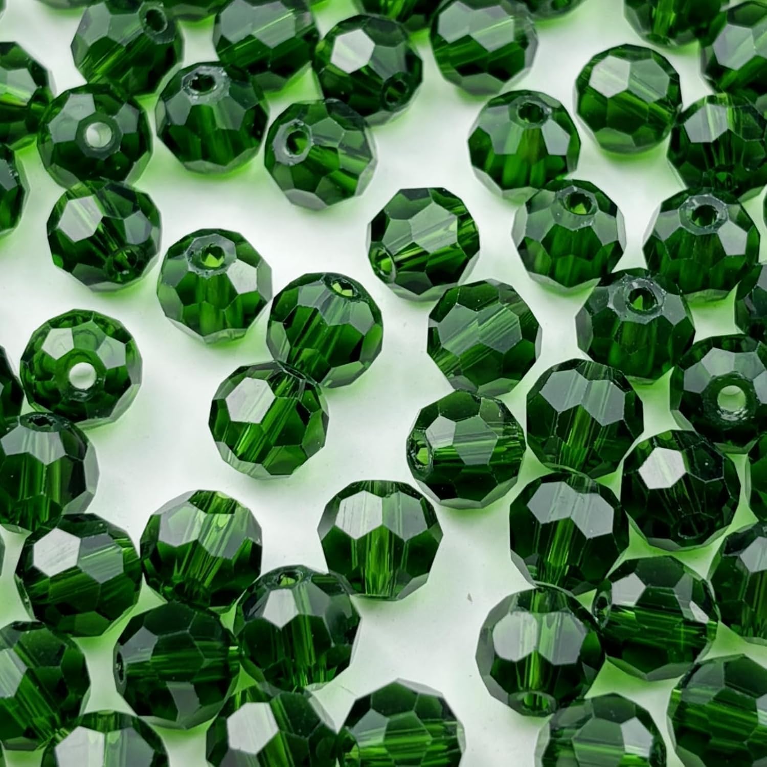 Crystal Glass Beads Rondelle Beads Clear Jewelry Making Glass Beads for DIY Jewelry Crafts Making |8mm| (Parrot Green, 100 PCS)-image-28
