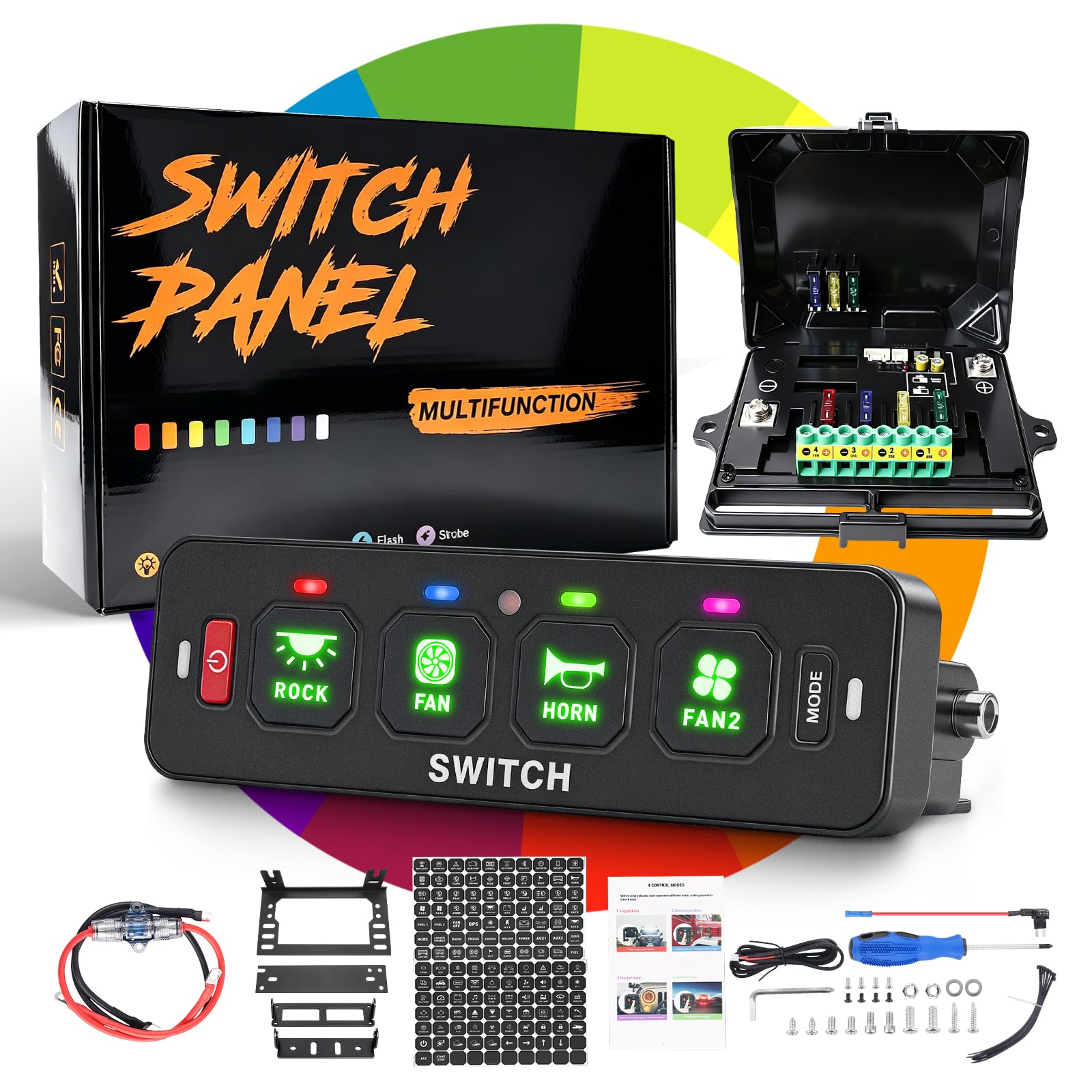 Chelhead 4 Gang 12V Schaltpanel RGB Multifunktion Schalter Dimmbar