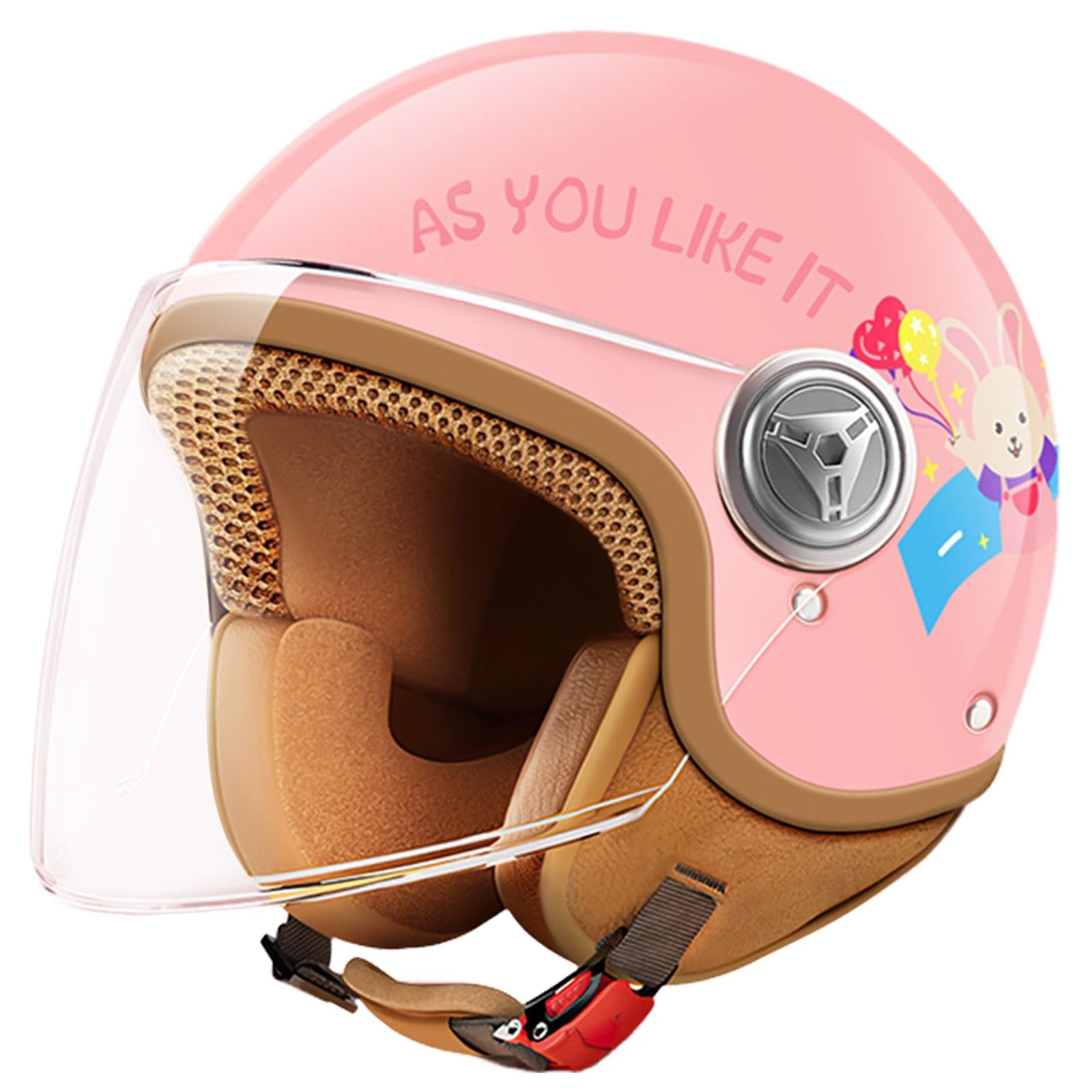 Photo 1 of ***missing visor***?DOT Approved Kids 3/4 Open Face Motorcycle Helmet, Retro Vintage Lightweight Helmets, for Boys & Girls 3-15 Years Old Electric Scooter Helmet Fits Dirt Bike Moped ATV Go Kart 4 Wheeler(Pink)