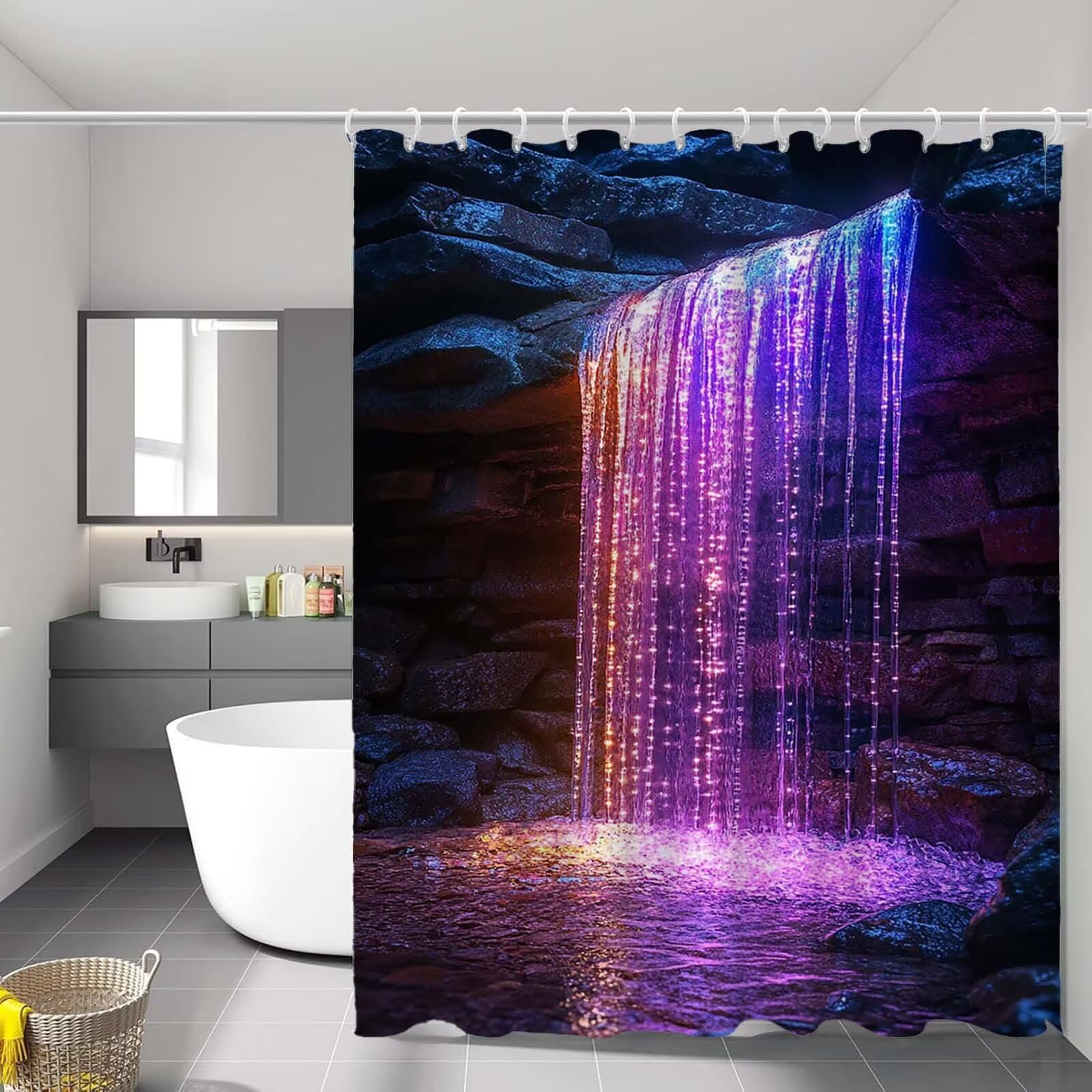 Rideau Douche Violet 90x180 cm Automne avec Crochets