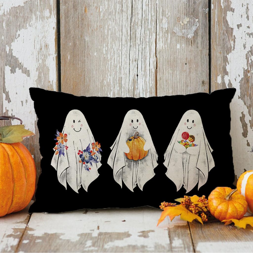PANDICORN Halloween Pillow Covers 18x18 Set of 2 Ghost Polka Dot Pumpkin Candy Corn