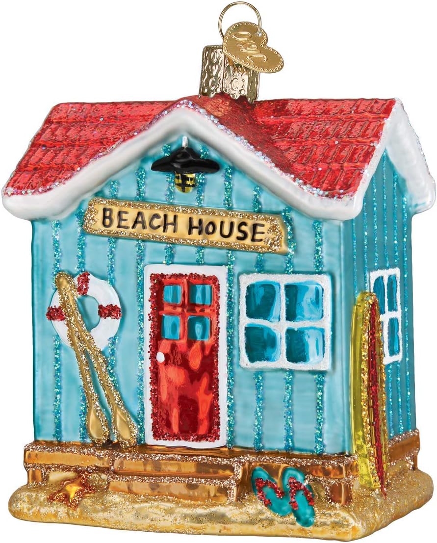 Old World Christmas House Ornament, Beach Blue 3.75 x 3