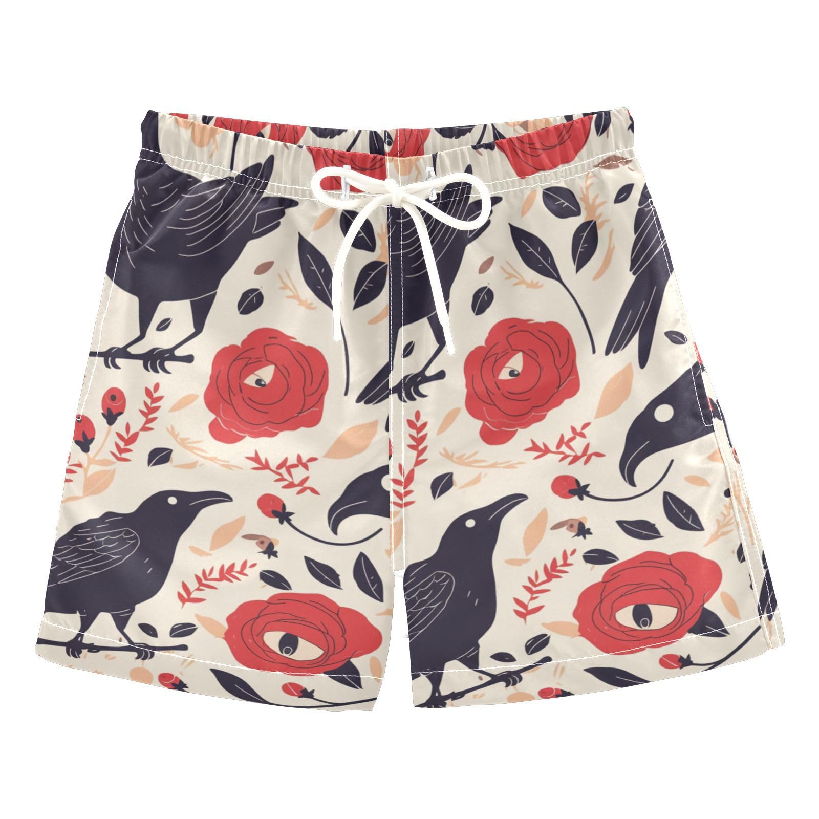Red Roses with Eyeballs and Black Crows Toddler Swimsuit Birthday Presents Boys Toddler Bathing Suits Kids Swimwears Beach 3T