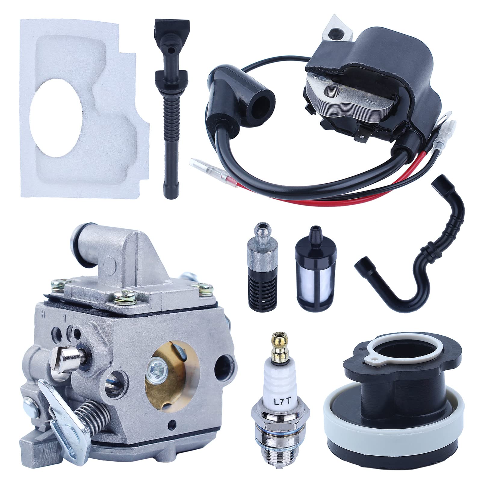 Carburettor Kit for STIHL MS170 MS180 017 018, ADEFOL Carburettor + Ignition Coil + Air Filter + Spark Plug + Fuel Hose Chainsaw Accessory
