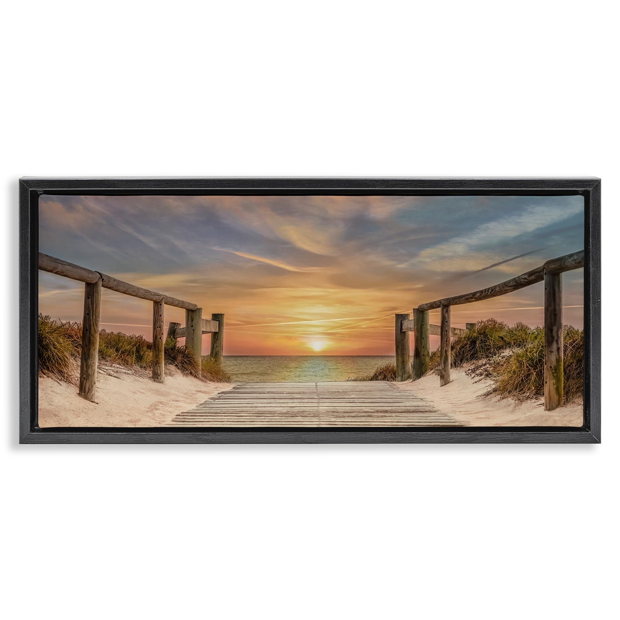 Stupell Industries Jet Black (Matte) 'Pathway To Sunset'| Floating Frame Canvas Art