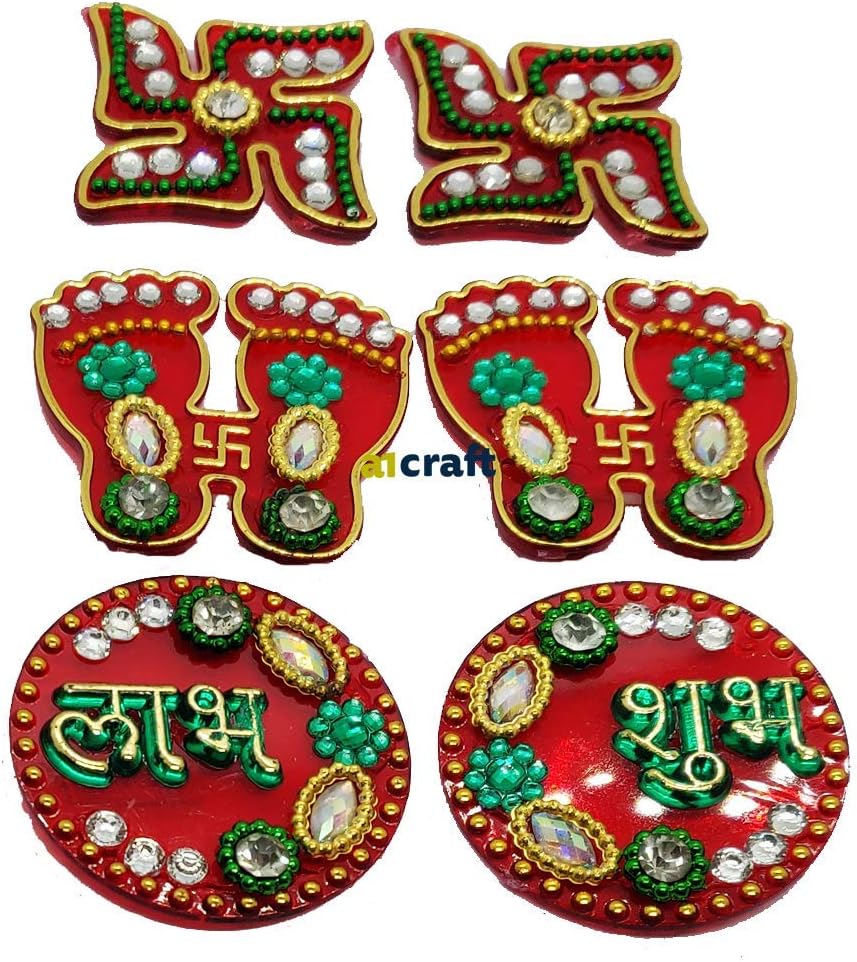 Shubh Labh,Laxmi Pagala and Swastika Festival Diwali and Rangoli Decorations (Set of Three)