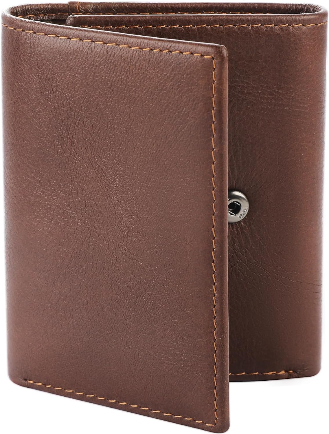 Trifold Top Grain Slim Leather Wallet for Men Front Pocket Wallet with RFID Blocking,2 Cash Holders 2 ID Windows, 8 Credit Card Slots, Classic Style Gift For Men (Coffee Brown)