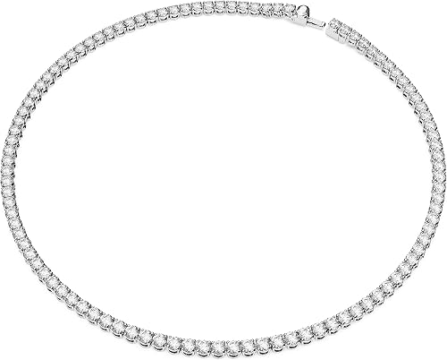 Swarovski Collana Matrix Tennis, Taglio Round, Bianca, Placcato rodio - 2