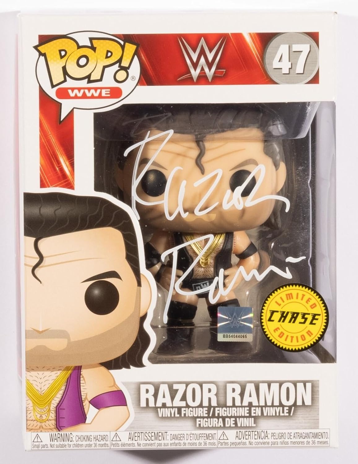 Razor Ramon Autograph Razor Ramon Signed WWE Funko Pop nWo Chase #47 Vinyl Action Figure BAS ...