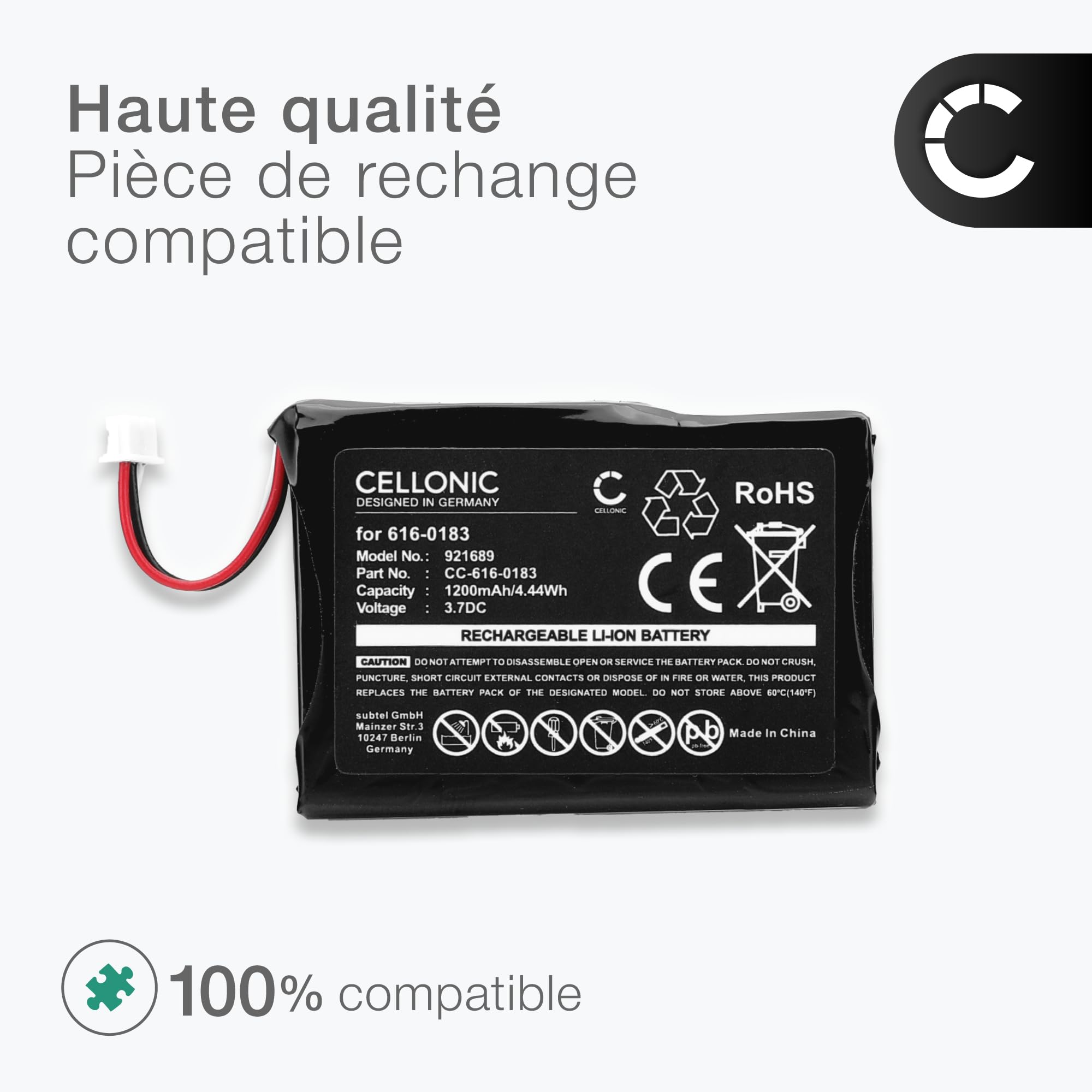 subtel 1x Batterie Compatible avec Apple iPod 4 Gen. - A1059 | 1x, (1200mAh, 3.7V, Lithium Ion), Lecteur mp3 Batterie pour Apple iPod 4 Gen. (Photo) - A1099, 616-0183, 616-0198, 616-0215