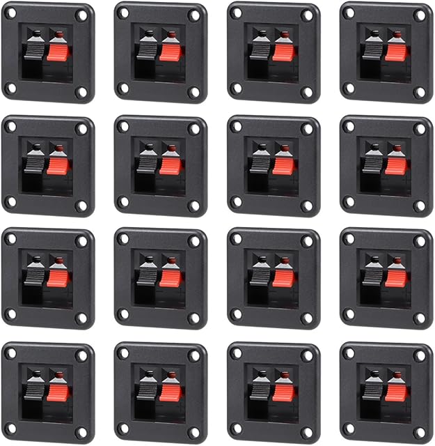 sourcingmap 16pcs 2 Way Jack Socket Spring Push Release Connector Speaker Terminal Strip Block