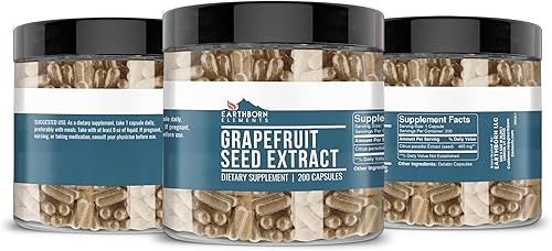 Miniatura 4 de Earthborn Elements Extracto de semilla de pomelo 200 cápsulas, puro y sin diluir, sin aditivos