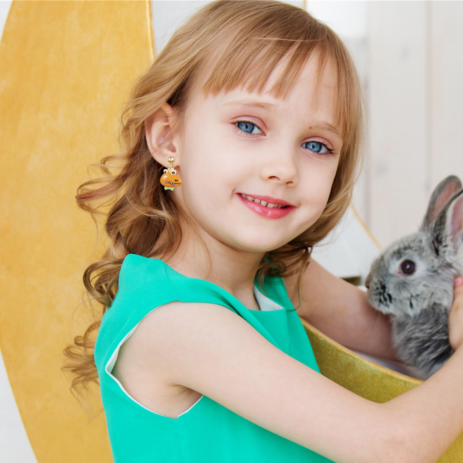 30 Pairs Cartoon Clip On Earrings for Girls, Adjustable Non-Piercing Ear Clips, Lightweight Plastic Animal/Flower/Fruit Designs (Butterfly, Strawberry, Dolphin) for Kids Teens Daily Wear Gift